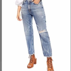 Free People Indigo Blue Straight Leg Jeans